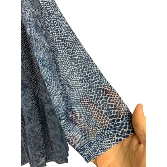 Tory Burch Size 4 S NWOT $490 Silk Mini Shift Dress Chiffon Blue Python 7384 - Picture 6 of 14